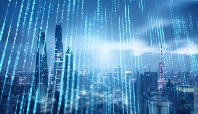 5G科技物联网信息时代数字粒子城市建设PSD海报展板背景图PS素材